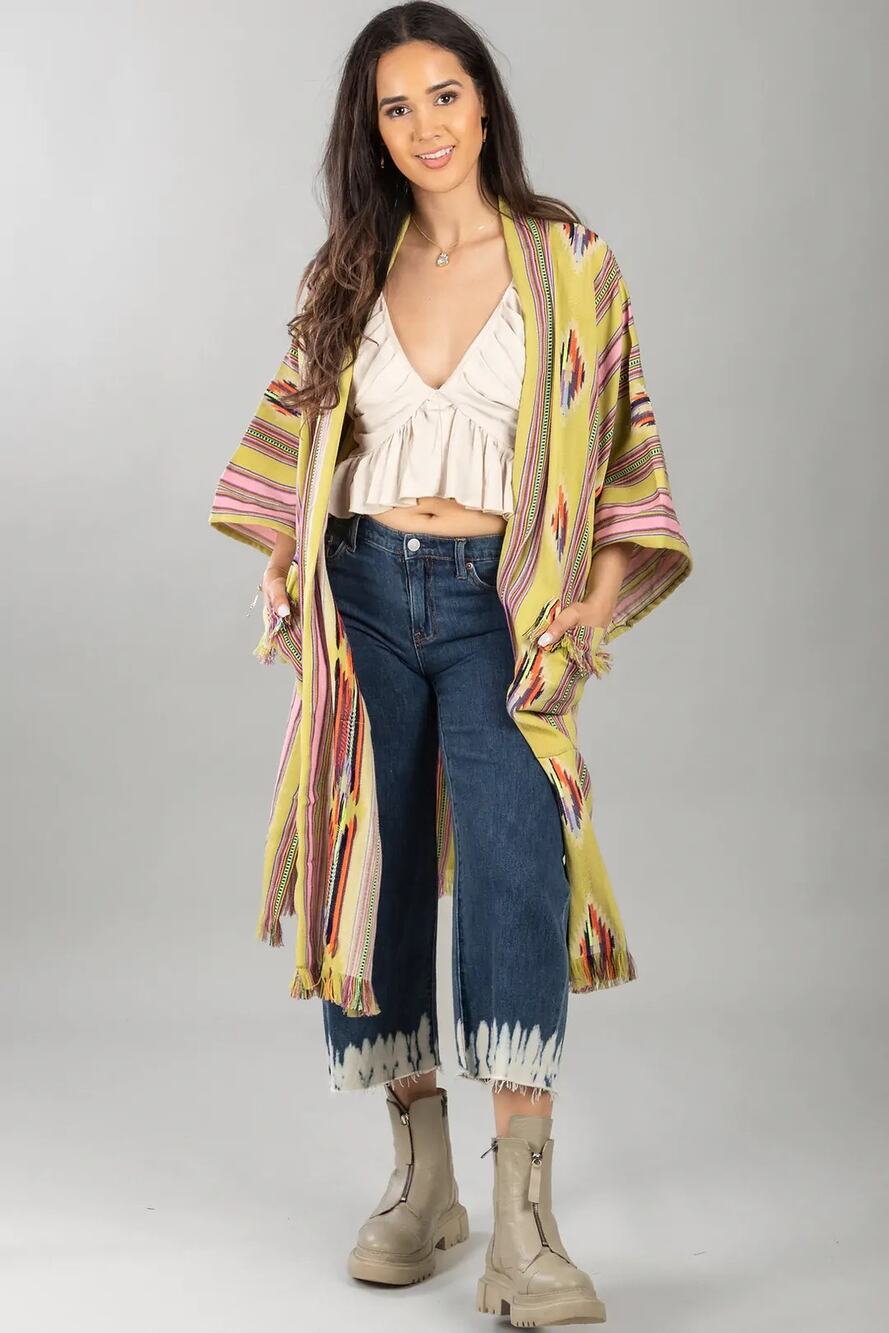 Saachi Chartreuse Serape Duster One Size